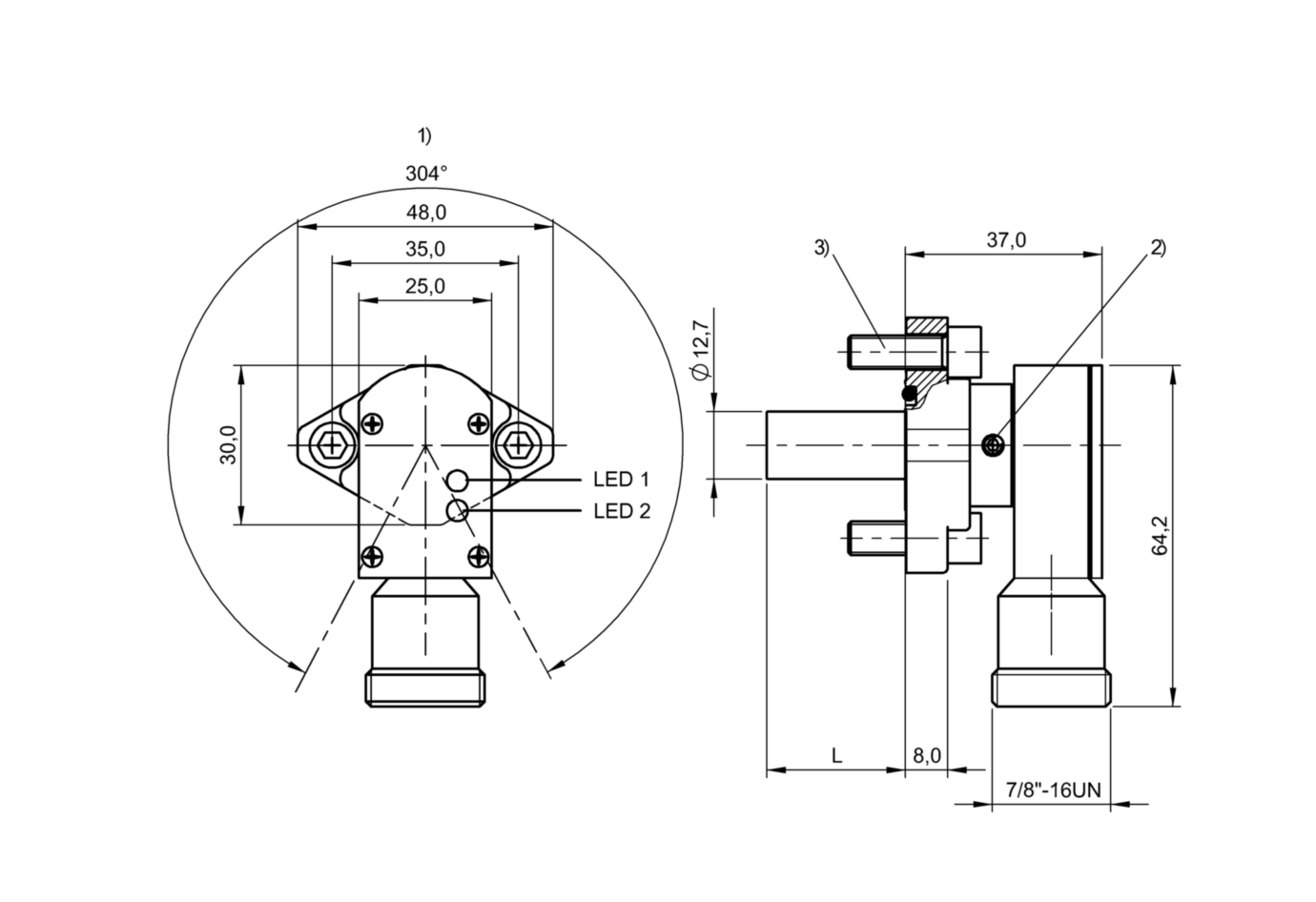 耐高压接近开关 BES 516-200-S2/2.062"-S5 订货号：BHS000U-尺寸图