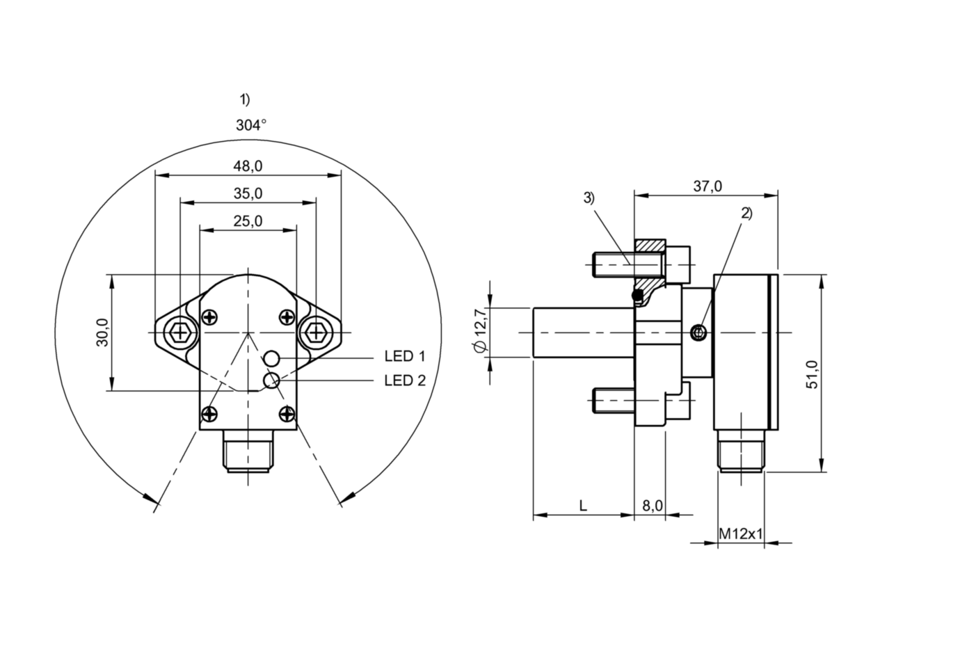 耐高压接近开关 BES 516-300-S295/0.912"-S4 订货号：BHS003H-尺寸图