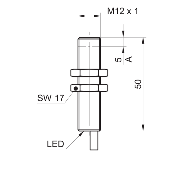 Baumer堡盟 IR12.P06S-F50.NC1Z.7BCV 订购代码：11148441 电感式接近开关-尺寸图
