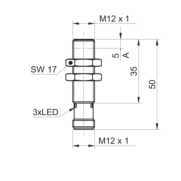 Baumer堡盟 IR12.P06S-F50.NC1Z.7BO 订购代码：11148466 电感式接近开关-尺寸图