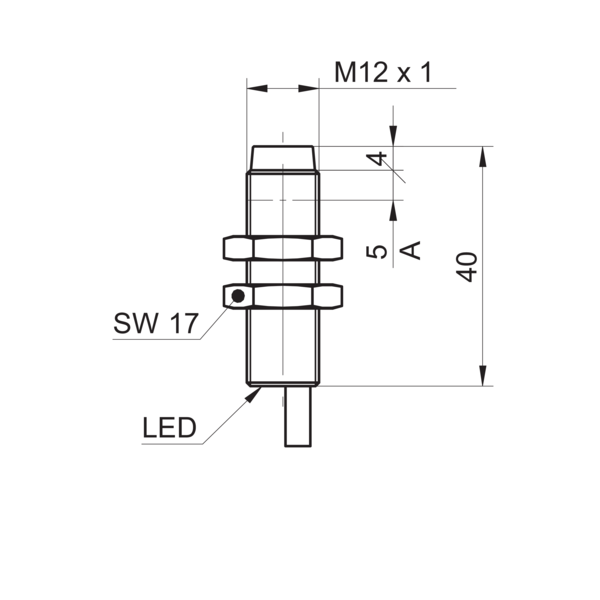 Baumer堡盟 IR12.P10S-N40.NC1Z.7BCV 订购代码：11148436 电感式接近开关-尺寸图