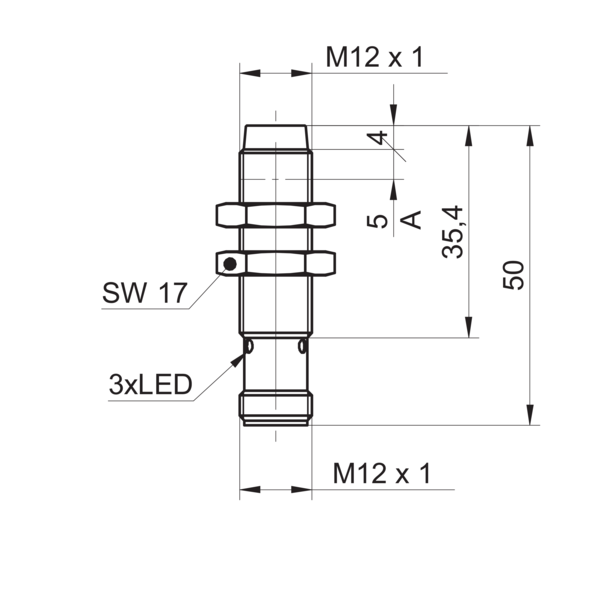 Baumer堡盟 IR12.P10S-N50.NC1Z.7BO 订购代码：11148439 电感式接近开关-尺寸图