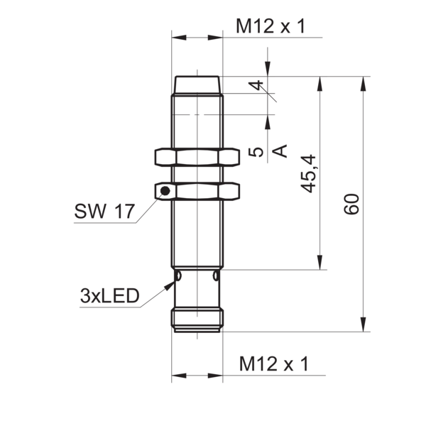 Baumer堡盟 IR12.P10S-N60.PC1Z.7BO 订购代码：11148589 电感式接近开关-尺寸图