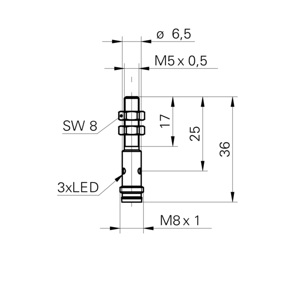 Baumer堡盟 IFRM 05P15A3/S35L 订购代码：10144435 电感式接近开关-尺寸图