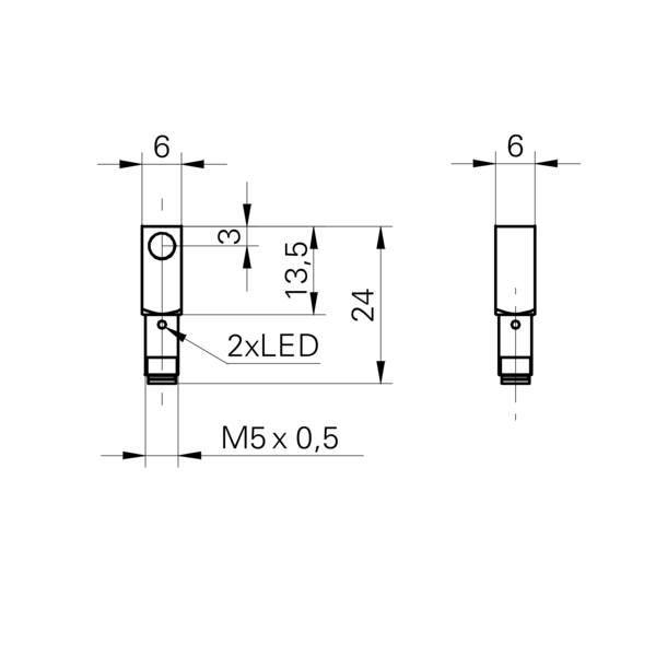Baumer堡盟 IFFM 06P35A3/O1S05L 订购代码：10146215 电感式接近开关-尺寸图