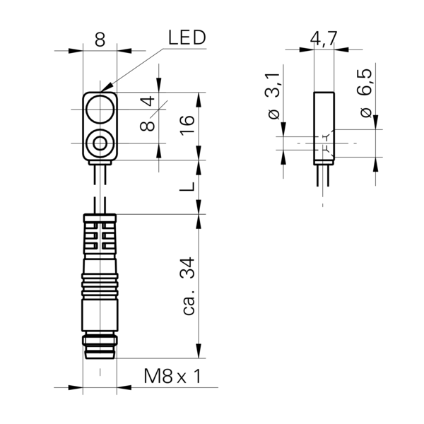 Baumer堡盟 IFFM 08P37A6/KS35L 订购代码：10143587 电感式接近开关-尺寸图