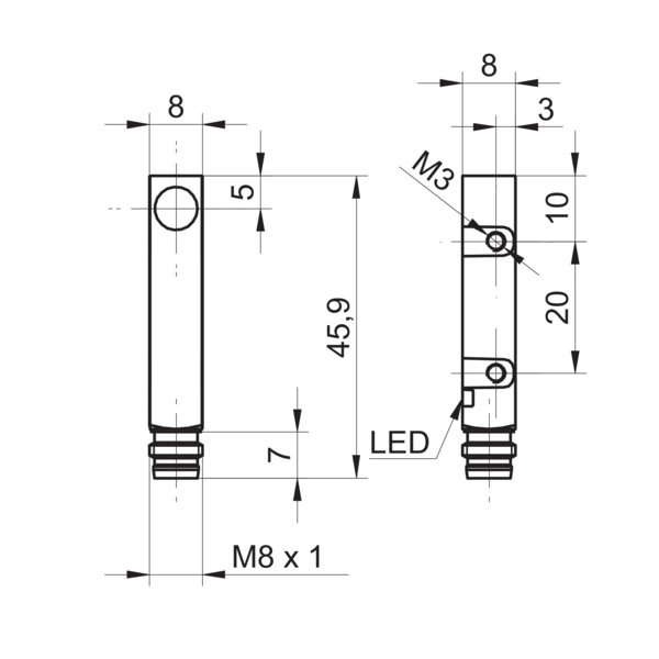 Baumer堡盟 IFFM 08P17A1/O1S35L 订购代码：10157209 电感式接近开关-尺寸图