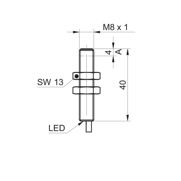 Baumer堡盟 IR08.P03S-F40.PO1Z.7SCV 订购代码：11148775 电感式接近开关-尺寸图