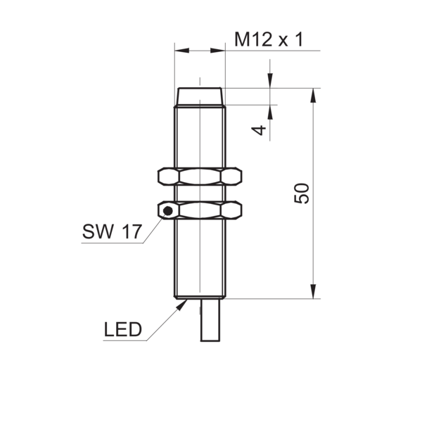 Baumer堡盟 IFRM 12N13T1/PL 订购代码：11016681 电感式接近开关-尺寸图