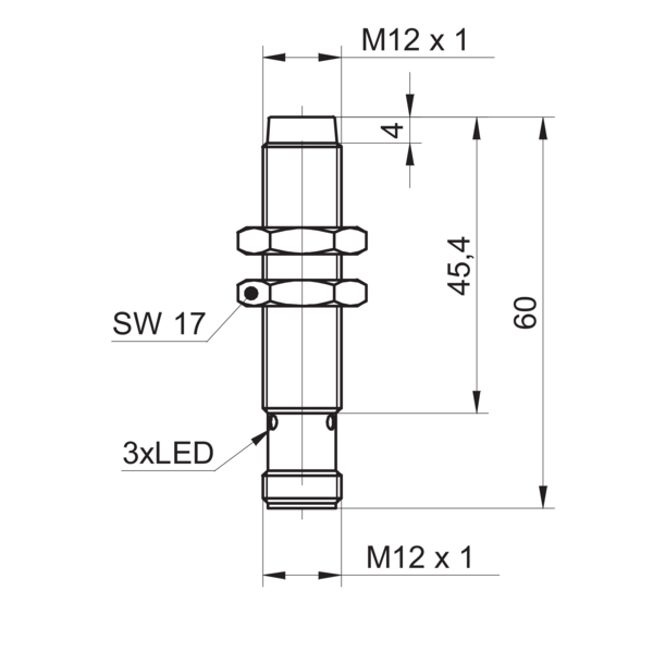 Baumer堡盟 IFRM 12N13T1/S14L 订购代码：11016677 电感式接近开关-尺寸图
