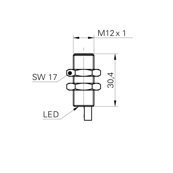Baumer堡盟 IFRM 12N3701/L 订购代码：10213208 电感式接近开关-尺寸图