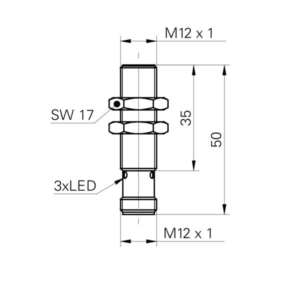 Baumer堡盟 IR12.P04F-F50.PO1Z.7BO 订购代码：11111236 电感式接近开关-尺寸图