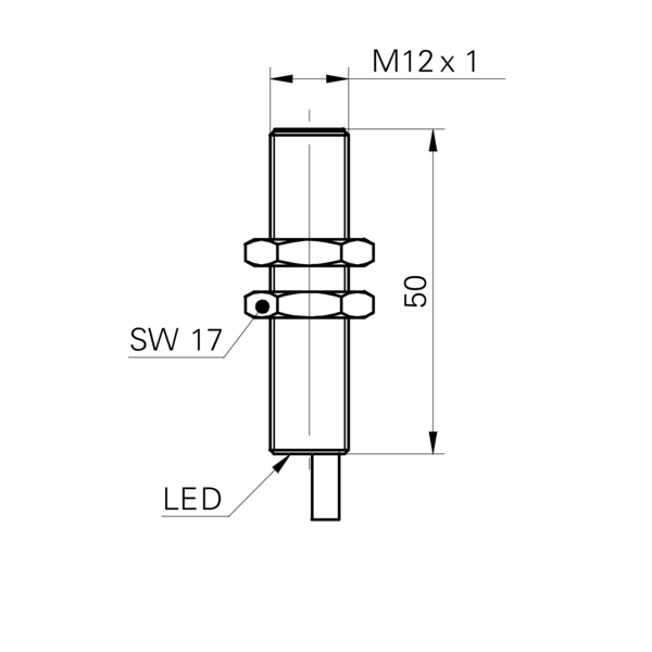 Baumer堡盟 IFRM 12P1704/L 订购代码：10139248 电感式接近开关-尺寸图