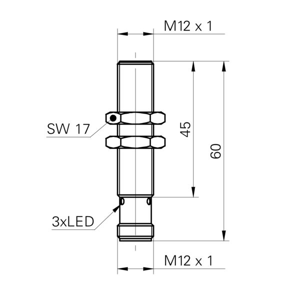 Baumer堡盟 IFRM 12P1704/S14L 订购代码：10155366 电感式接近开关-尺寸图