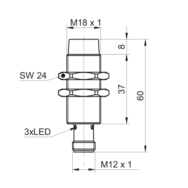 Baumer堡盟 IFRM 18P33T1/S14L 订购代码：11016654 电感式接近开关-尺寸图