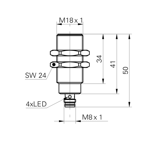 Baumer堡盟 IFRM 18N3701/S35L 订购代码：10229707 电感式接近开关-尺寸图