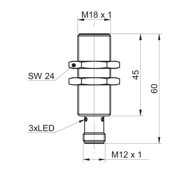 Baumer堡盟 IFRM 18N37A3/S14L 订购代码：11078658 电感式接近开关-尺寸图
