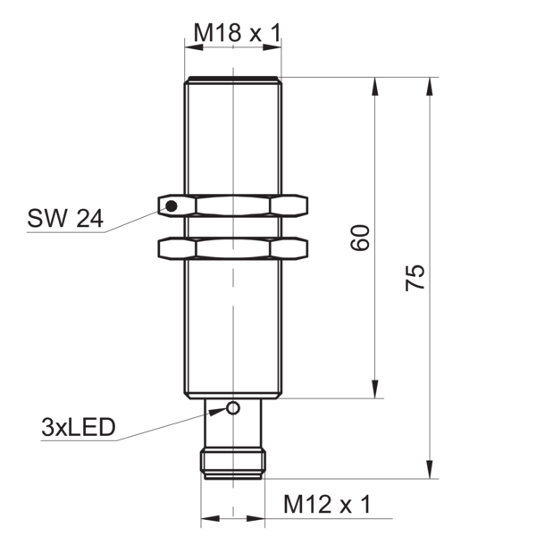 Baumer堡盟 IFRM 18N37A4/S14L 订购代码：11111674 电感式接近开关-尺寸图