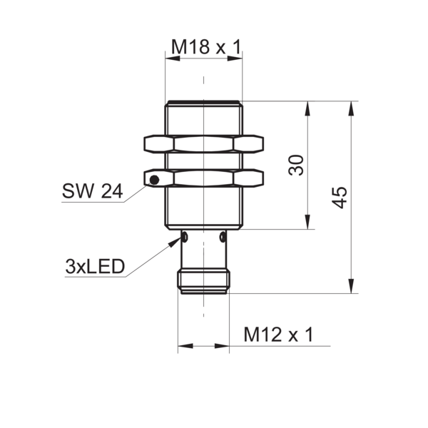 Baumer堡盟 IFRM 18P37A5/S14L 订购代码：11078674 电感式接近开关-尺寸图