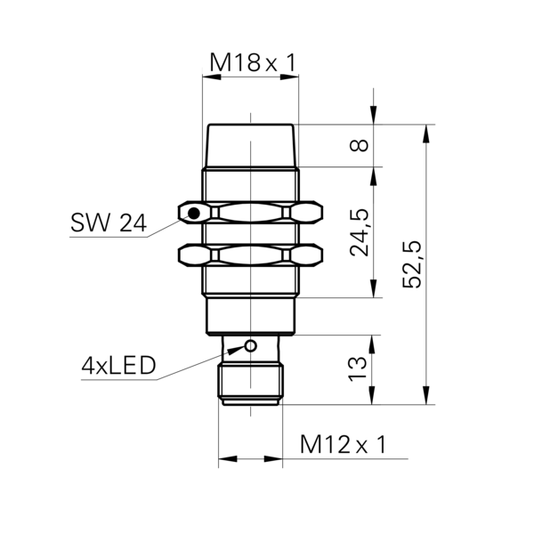 Baumer堡盟 IFRM 18P1301/S14L 订购代码：10129856 电感式接近开关-尺寸图