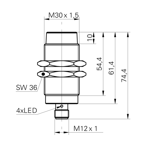 Baumer堡盟 IFRM 30P1101/S14L 订购代码：10216368 电感式接近开关-尺寸图