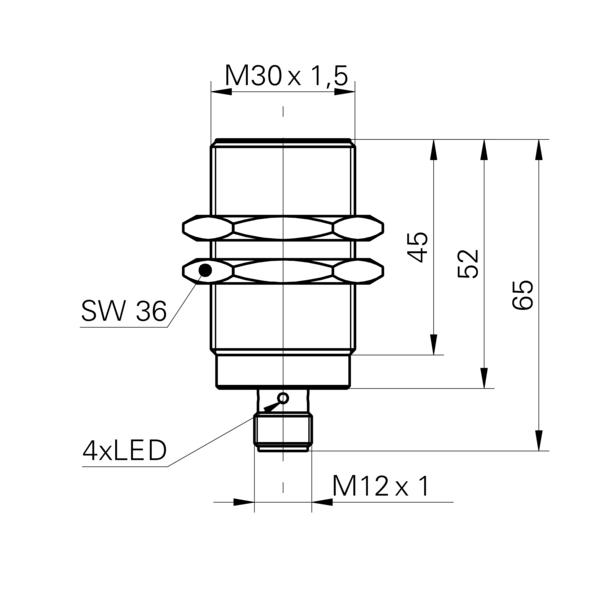 Baumer堡盟 IFRM 30P1501/S14L 订购代码：10216369 电感式接近开关-尺寸图