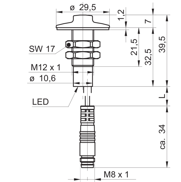 Baumer堡盟 CFAK 12N3140/KS35L 订购代码：11045948 电容式接近开关-尺寸图