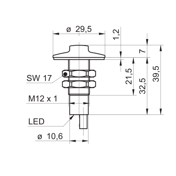 Baumer堡盟 CFAK 12P3140/L 订购代码：11045945 电容式接近开关-尺寸图