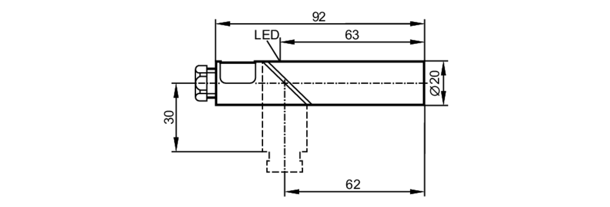 易福门电感式接近开关 IA0032 订货号：IAE2010-FBOA-尺寸图