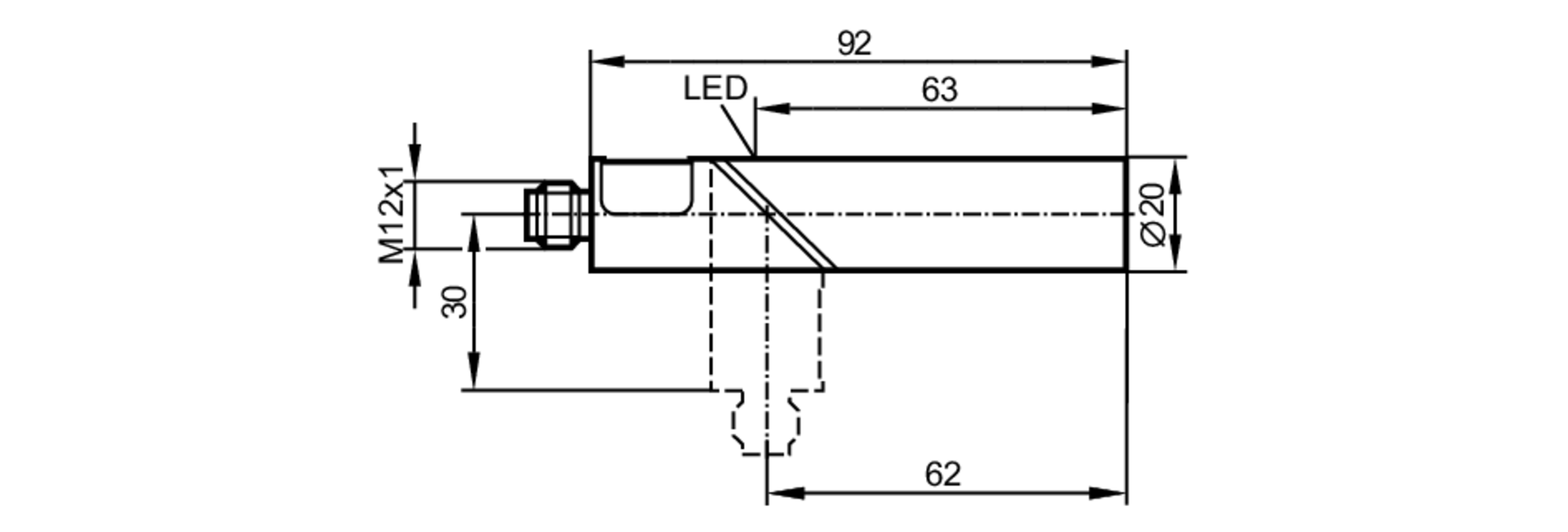 易福门电感式接近开关 IA5135 订货号：IAE2010-FRKG/US-100-IRF-尺寸图