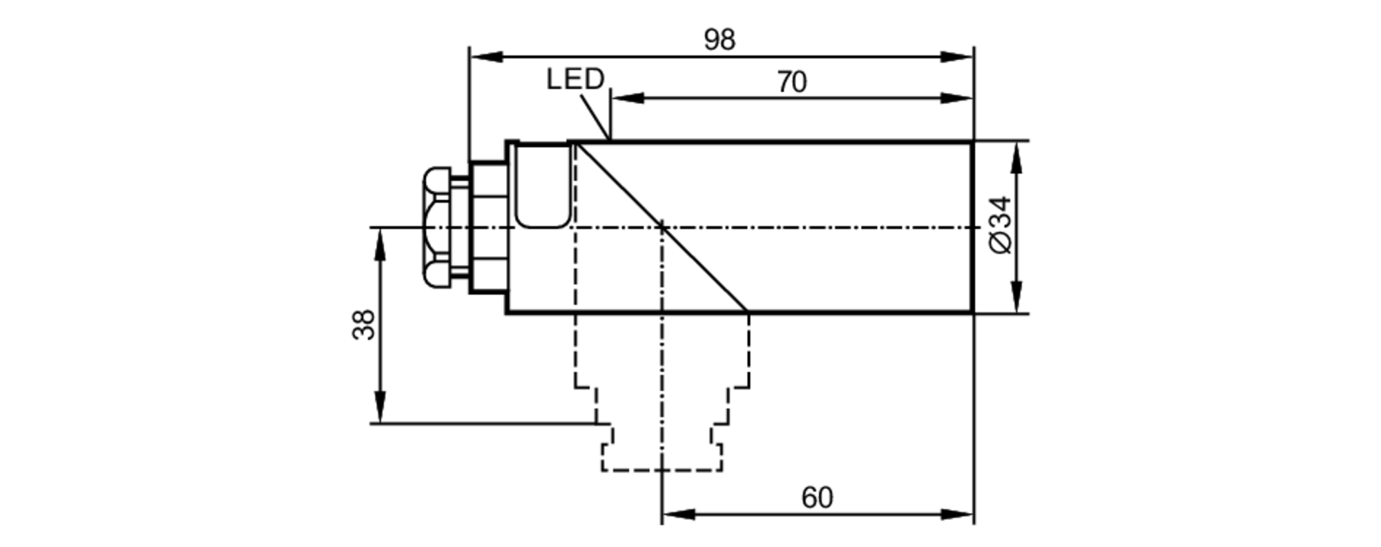 易福门电感式接近开关 IB0072 订货号：IBE2020-FBOA/RT-尺寸图