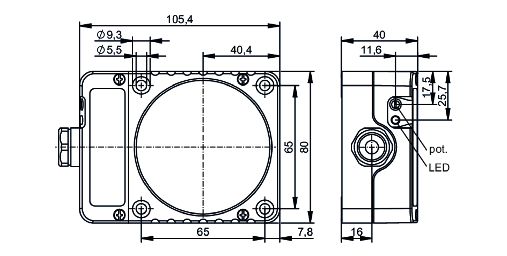 易福门电感式接近开关 ID5023 订货号：IDE3060-FNKG-尺寸图