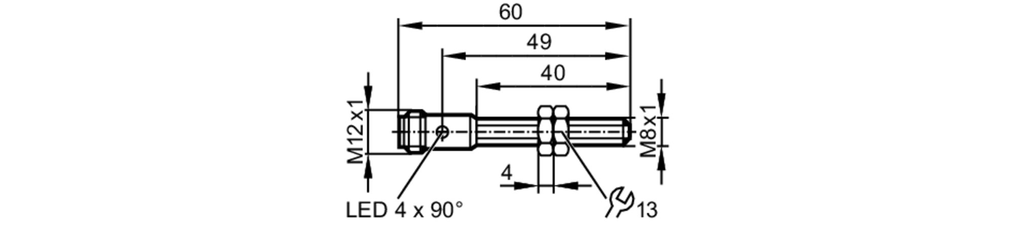 易福门电感式接近开关 IE5219 订货号：IEA3001-BPKG/V2A/US-104-DPS-尺寸图