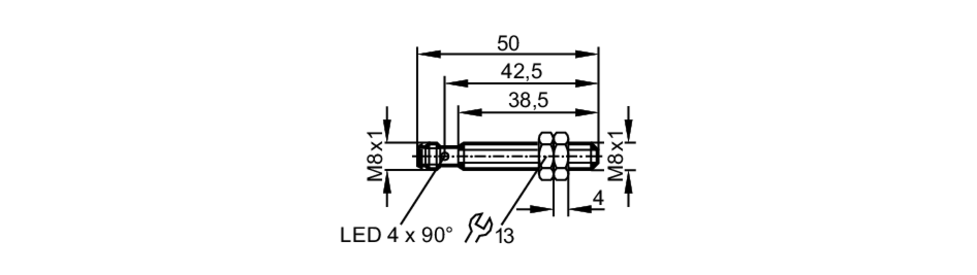 易福门电感式接近开关 IE5328 订货号：IEB3002BBPKG/AS-尺寸图