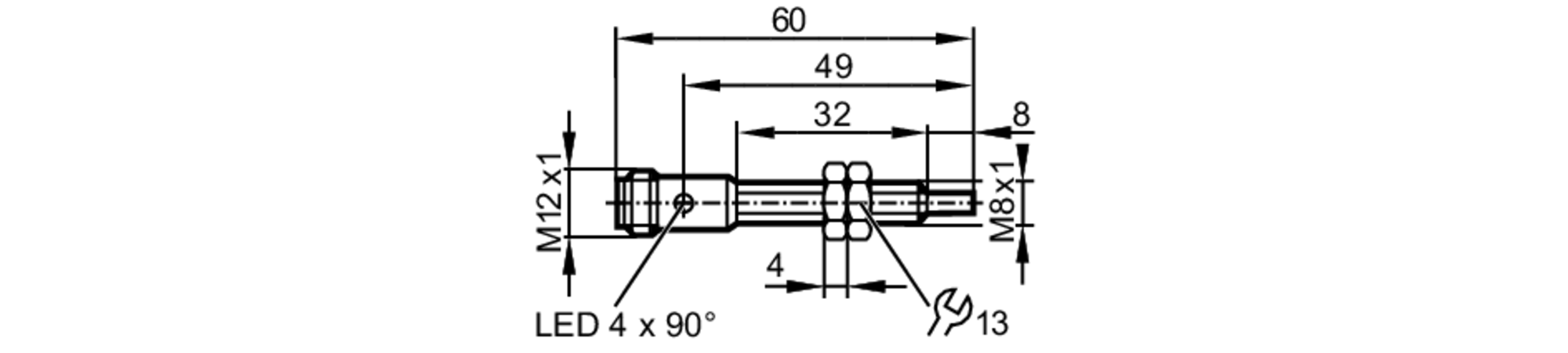 易福门电感式接近开关 IE5331 订货号：IEK3004-BPKG/OELVER/US-104-尺寸图