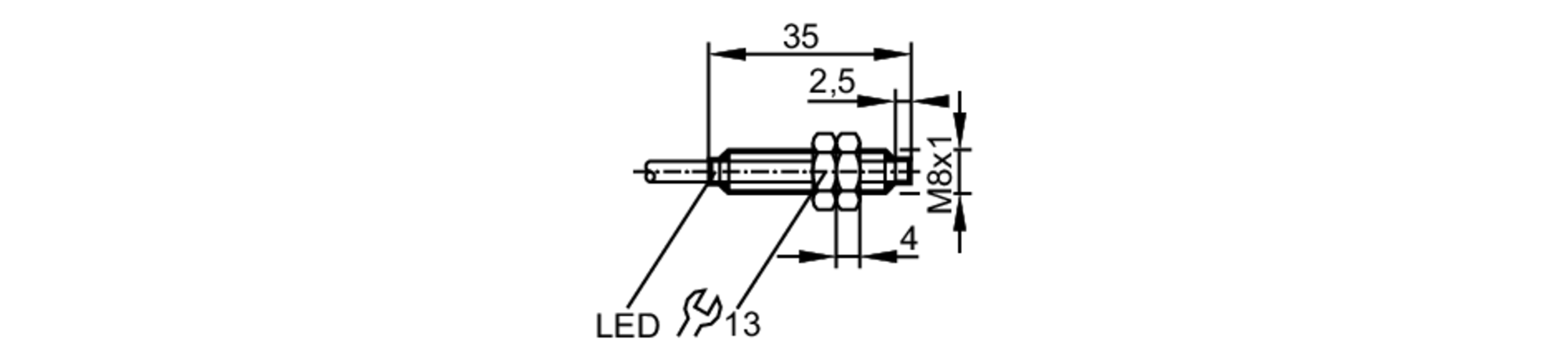 易福门电感式接近开关 IE5376 订货号：IEB3003-BPKG/V4A/1,5M/US    RT-尺寸图