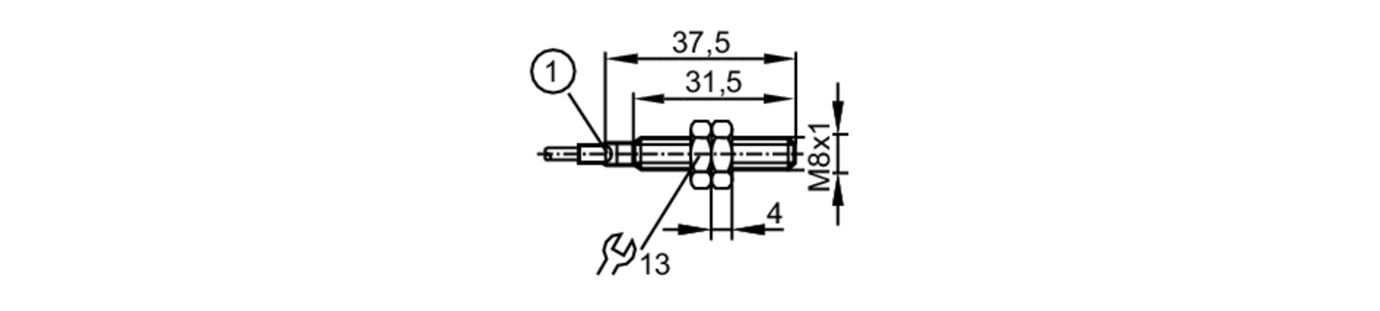 易福门电感式接近开关 IEC213 订货号：IEB3002BBPKG/AM/2M/PUR-尺寸图