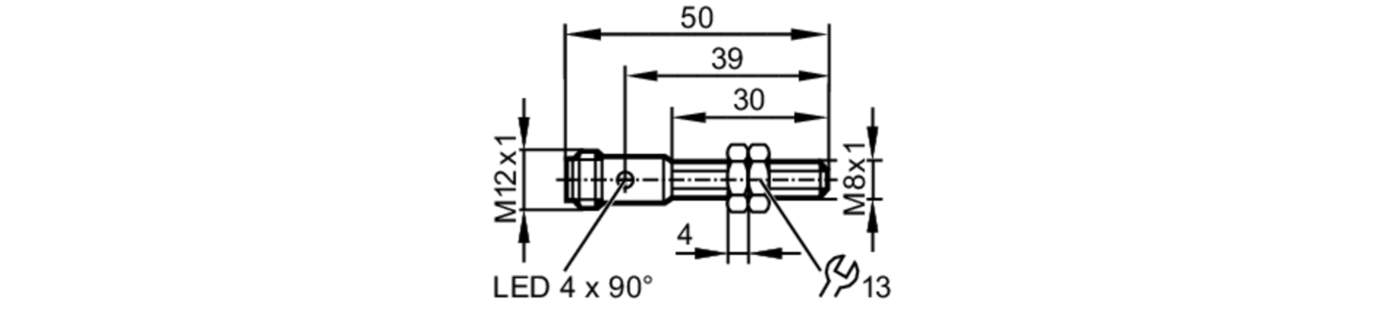 易福门电感式接近开关 IES230 订货号：IEB3003BBPKG/V4A/US-104-尺寸图