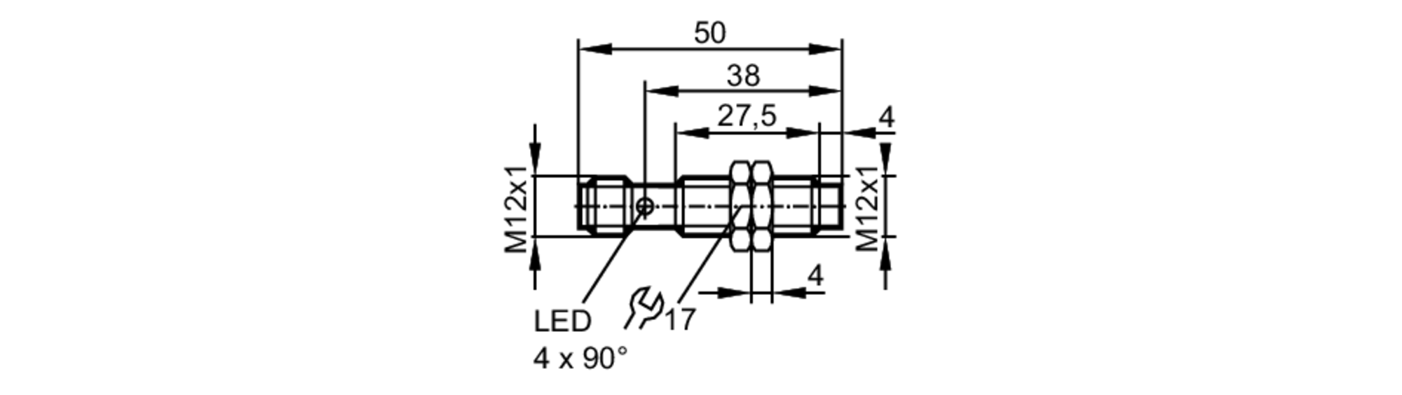 易福门电感式接近开关 IF5817 订货号：IFB3004-BPKG/V4A/US-104-DPS RT-尺寸图