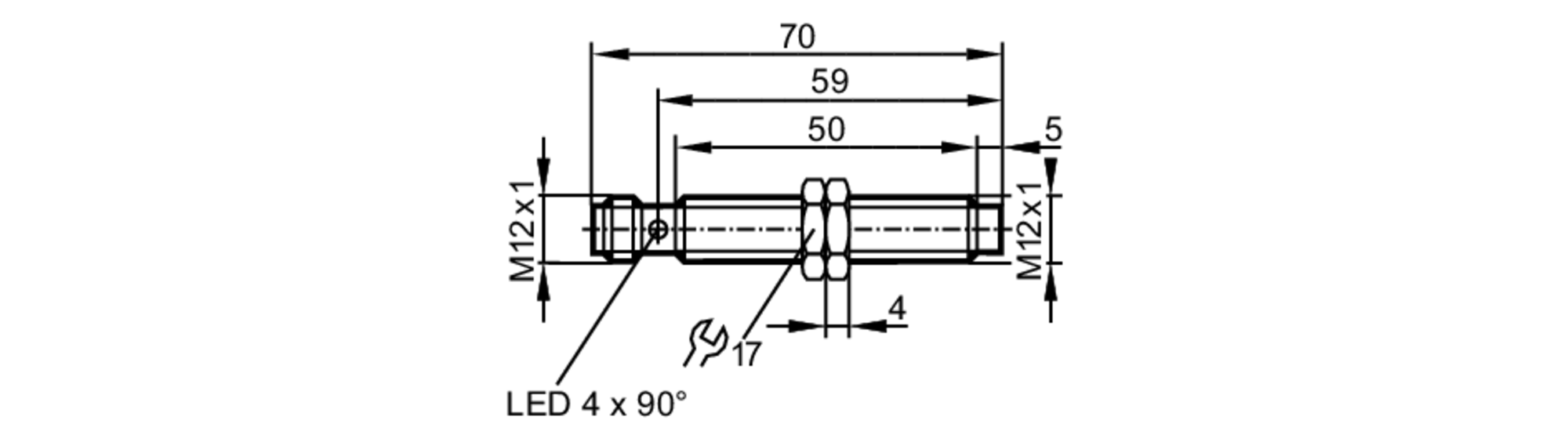 易福门电感式接近开关 IF6031 订货号：IFK4004A2PKG/IO/US-尺寸图