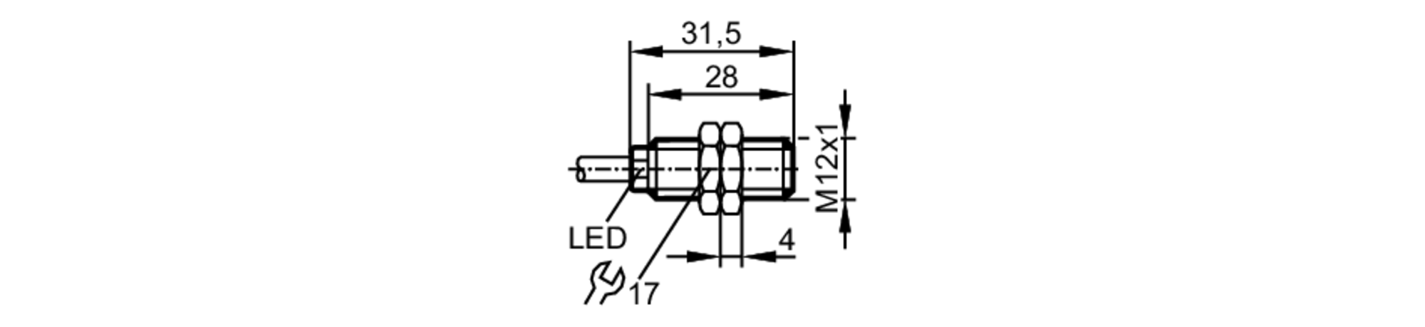 易福门电感式接近开关 IF6045 订货号：IFB3002-BPKG/V4A/0,4M/ZH-尺寸图