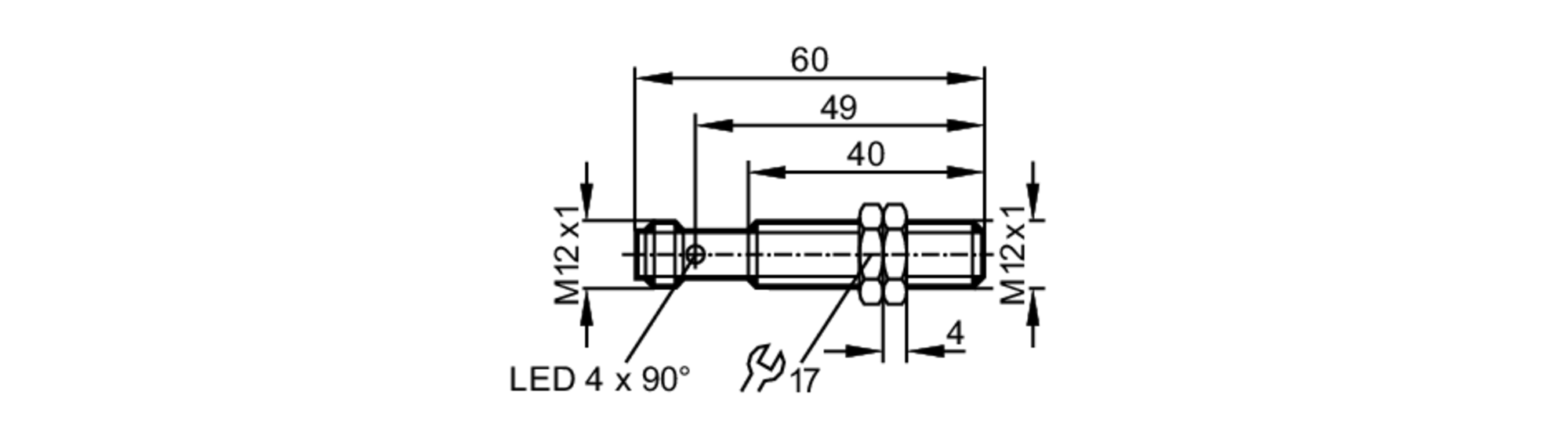 易福门电感式接近开关 IFR202 订货号：IFK3004BANKG/AM/SC/V4A/US-104-尺寸图