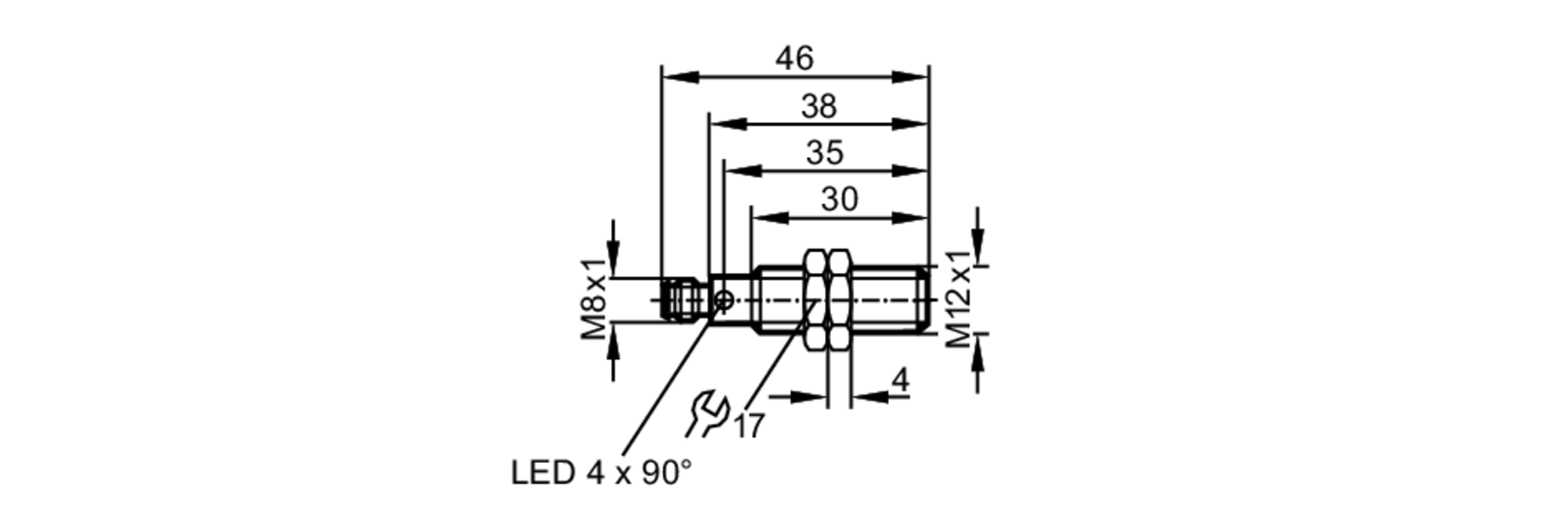 易福门电感式接近开关 IFS210 订货号：IFB3004BBPKG/M/AS-514-TPS-尺寸图