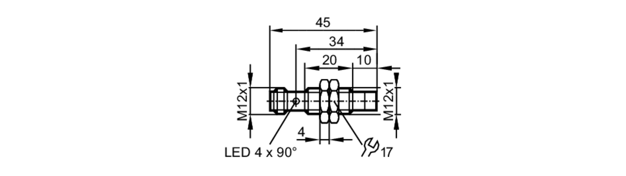 易福门电感式接近开关 IFS230 订货号：IFB3010-APKG/K1/US-104-尺寸图