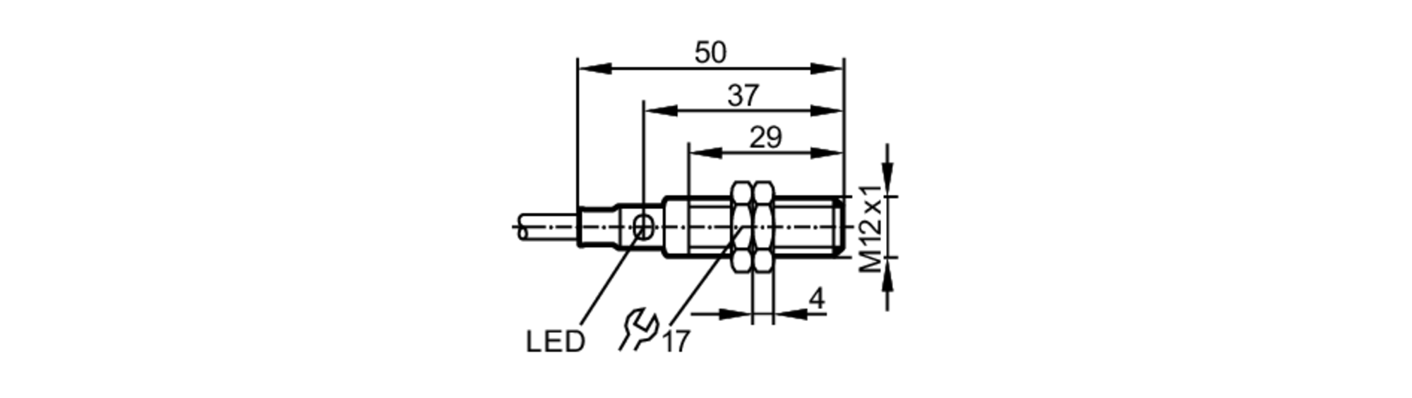 易福门电感式接近开关 IFT207 订货号：IFB3004BBPKG/M/V4A/10M/WH-尺寸图