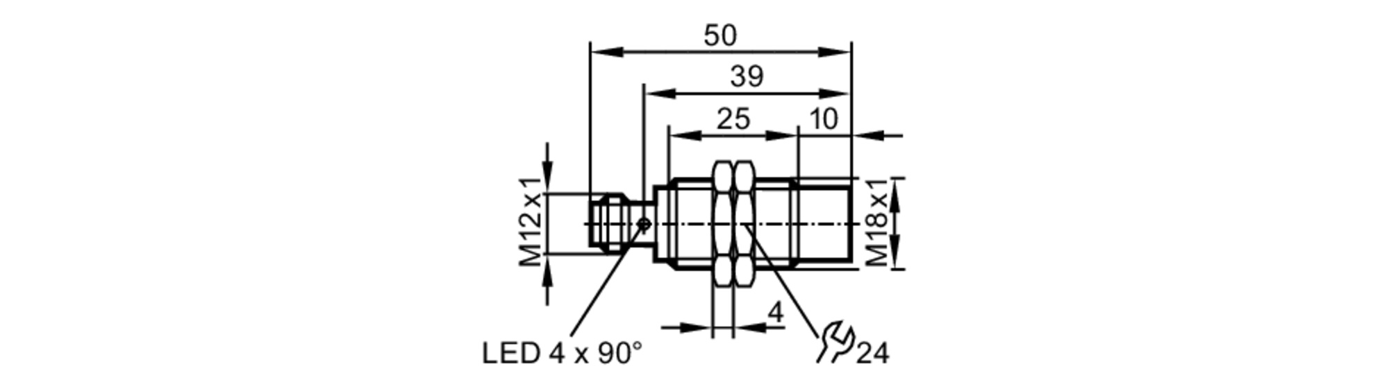 易福门电感式接近开关 IG5319 订货号：IGB3008-APKG/US-104-尺寸图