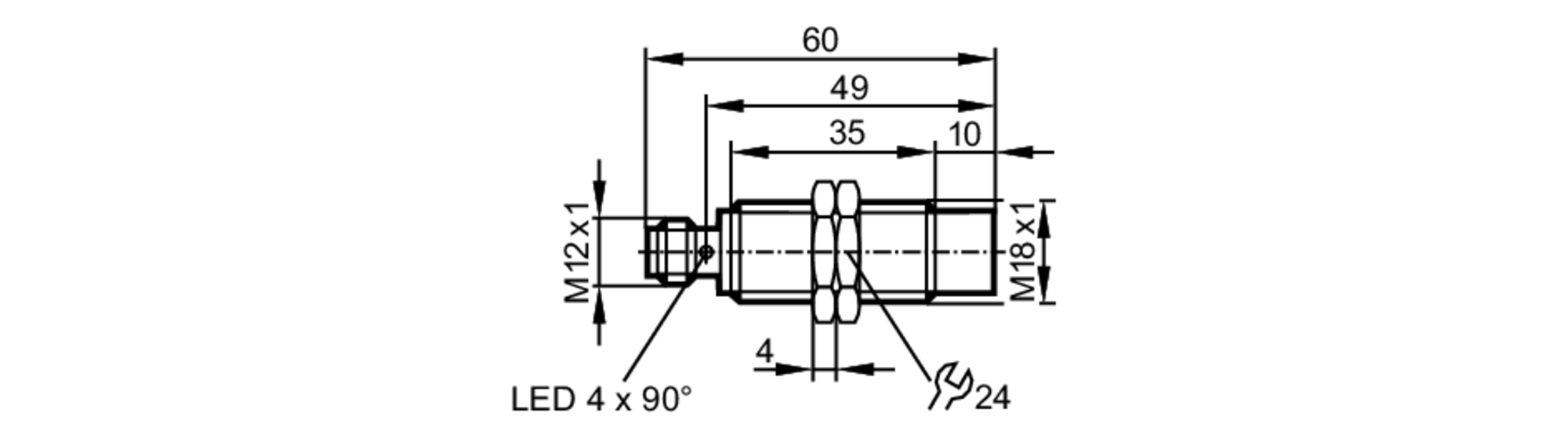 易福门电感式接近开关 IG6084 订货号：IGK4008A2PKG/IO/US-尺寸图