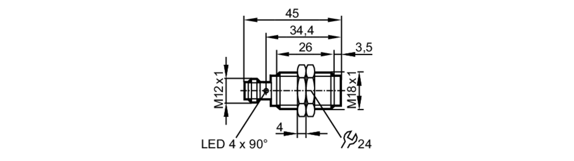 易福门电感式接近开关 IGT261 订货号：IGB3010QBPKG/AM/P/US-104-尺寸图