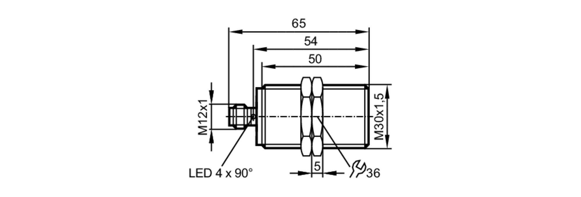 易福门电感式接近开关 II502A 订货号：IIK3010-BPKG/AM/US104DPS/3G/3D-尺寸图