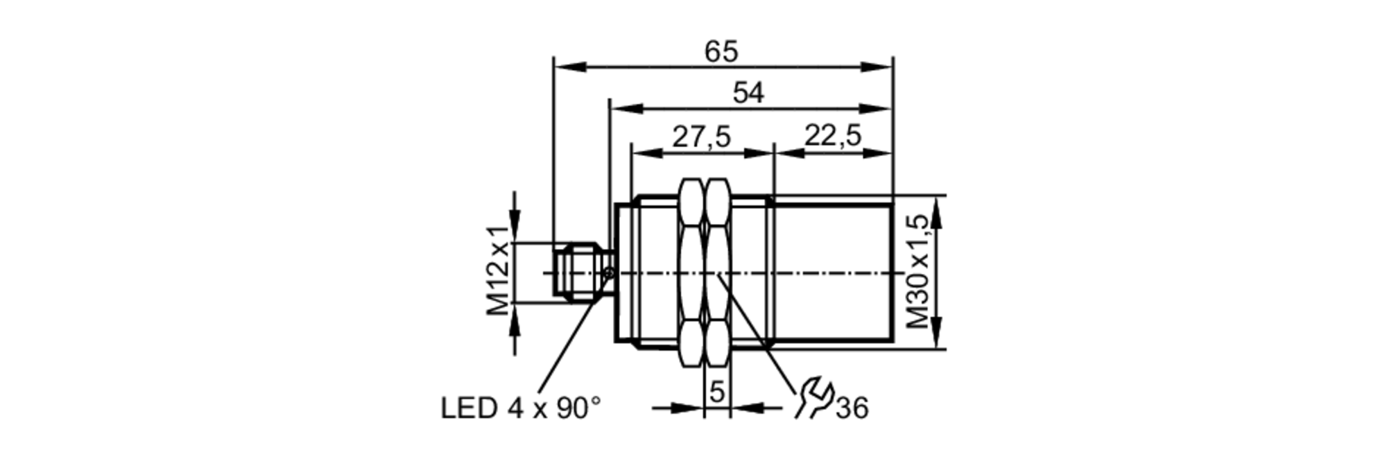 易福门电感式接近开关 II503A 订货号：IIK3025-BPKG/AM/P/US104/3G/3D-尺寸图